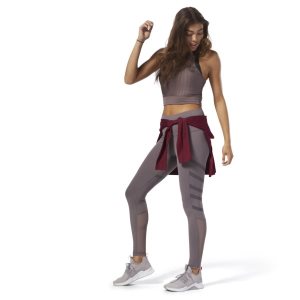 Legginsy Damskie Reebok Cardio High Rise Fioletowe PL 79TIGNU